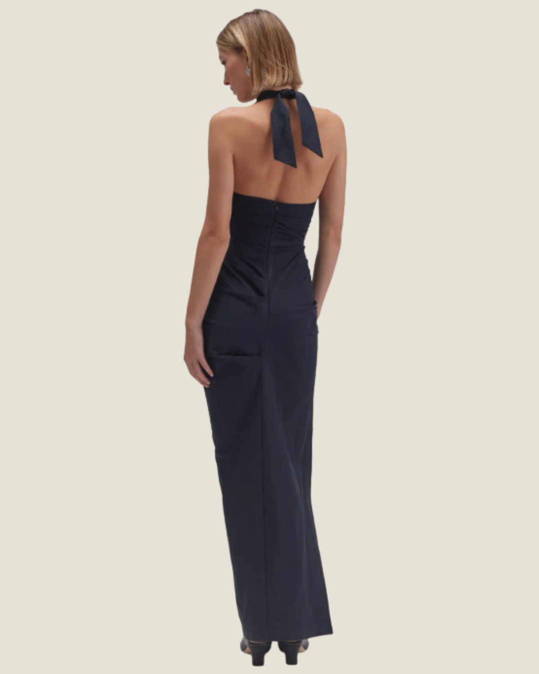 The Maud: Ruched Halter Maxi