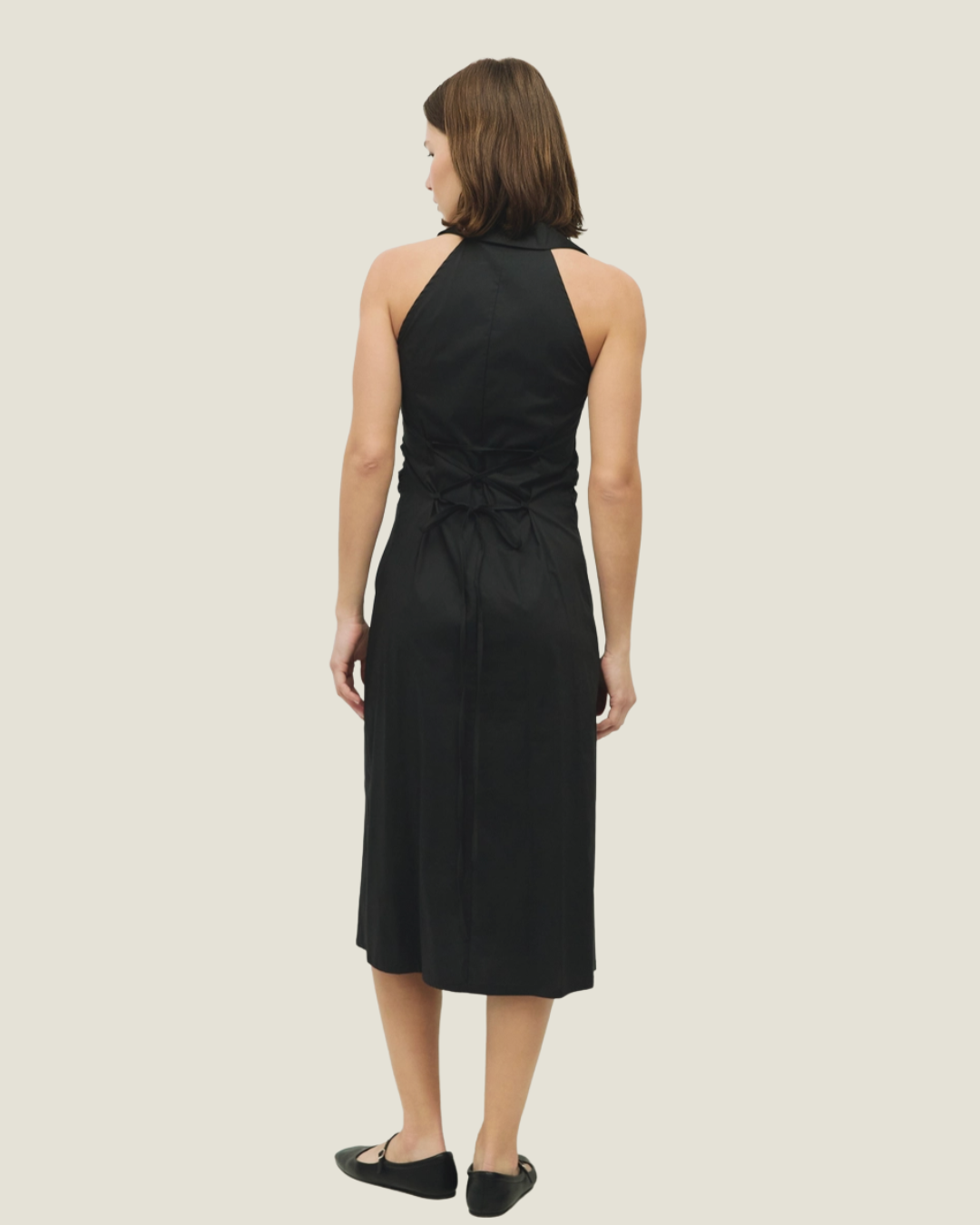 The Cambria: Black Collard Midi Dress