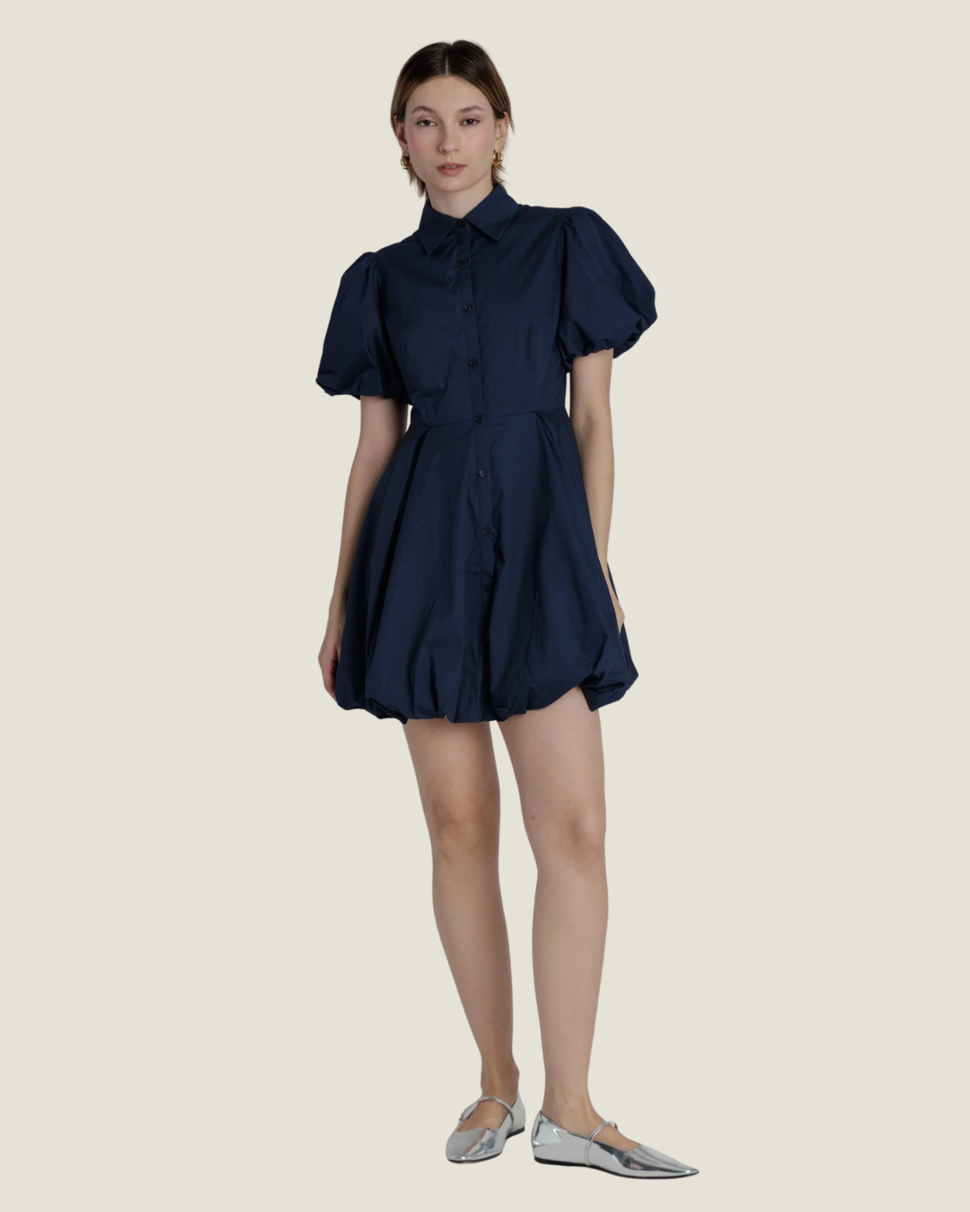 Elisa Bubble Hem Mini Dress S / Navy