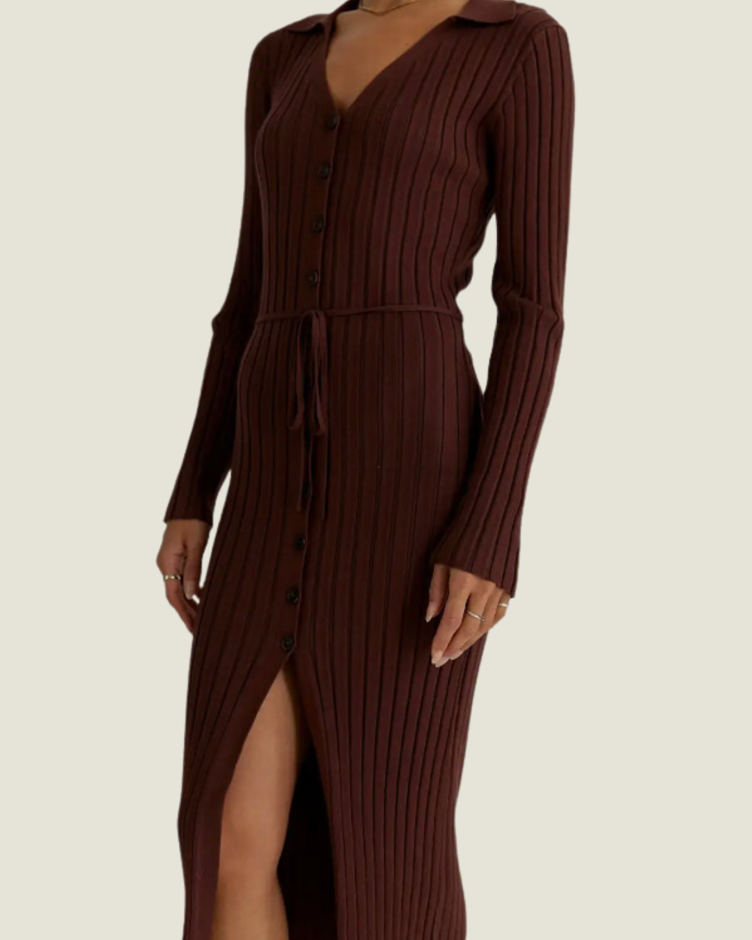 strapless open back dress Button Up Front Ribbed Knit Mini Dress DJ5772PB main image 0