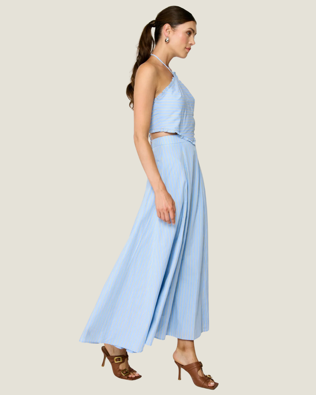 Tobie Striped Poplin Halter Midi Dress