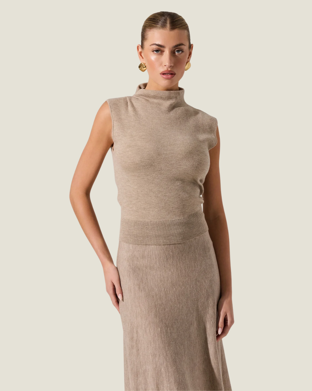 Deora Mock Neck Sleeveless Top
