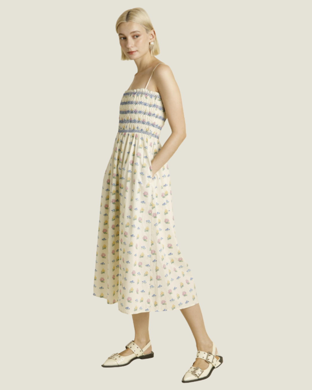 lillian midi dress The Lillian: Smocked Midi Dress XS