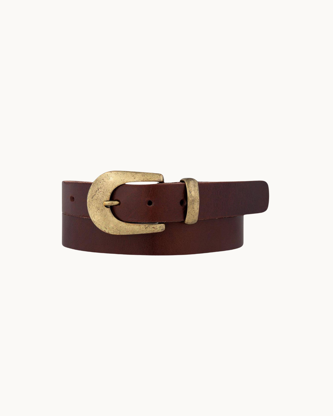 The Annie: Brown Gold Buckle Leather Belt