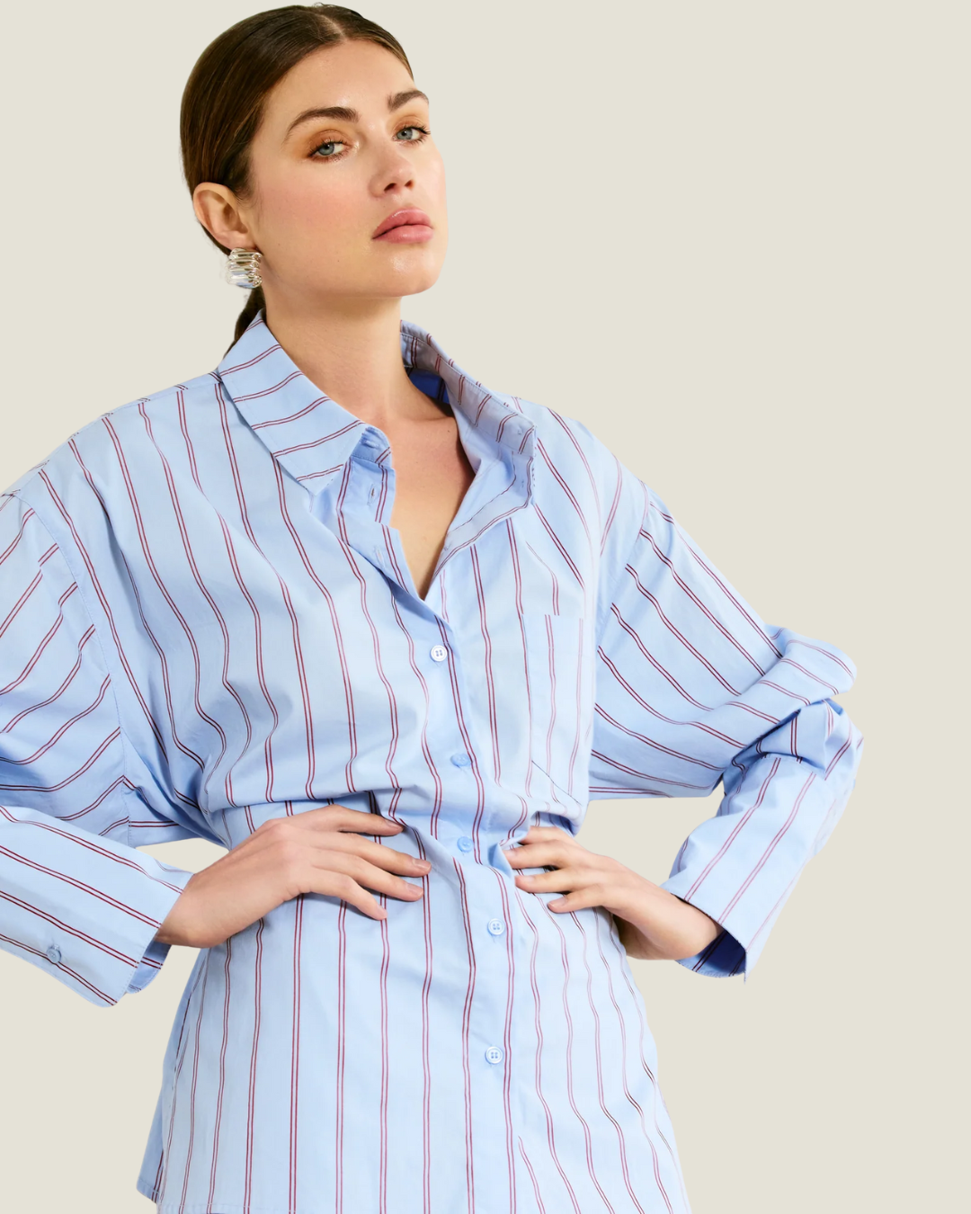 Getty Striped Poplin Shirt is a modern capsule wardrobe piece made by Line & Dot!
