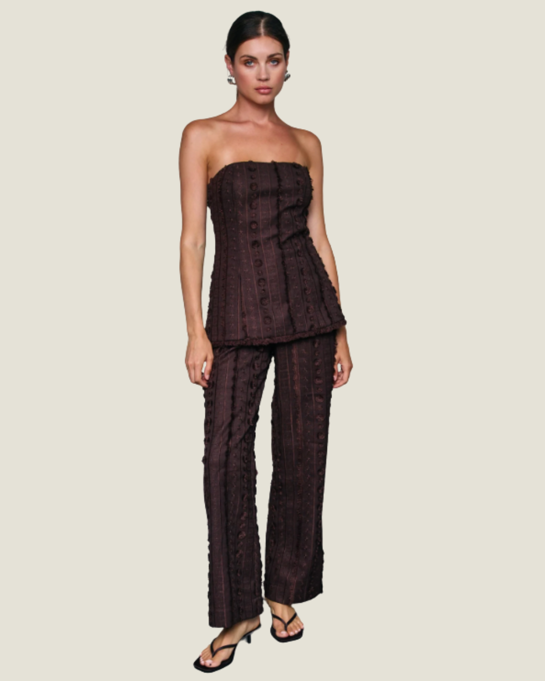 Panna Brown Textured Pants