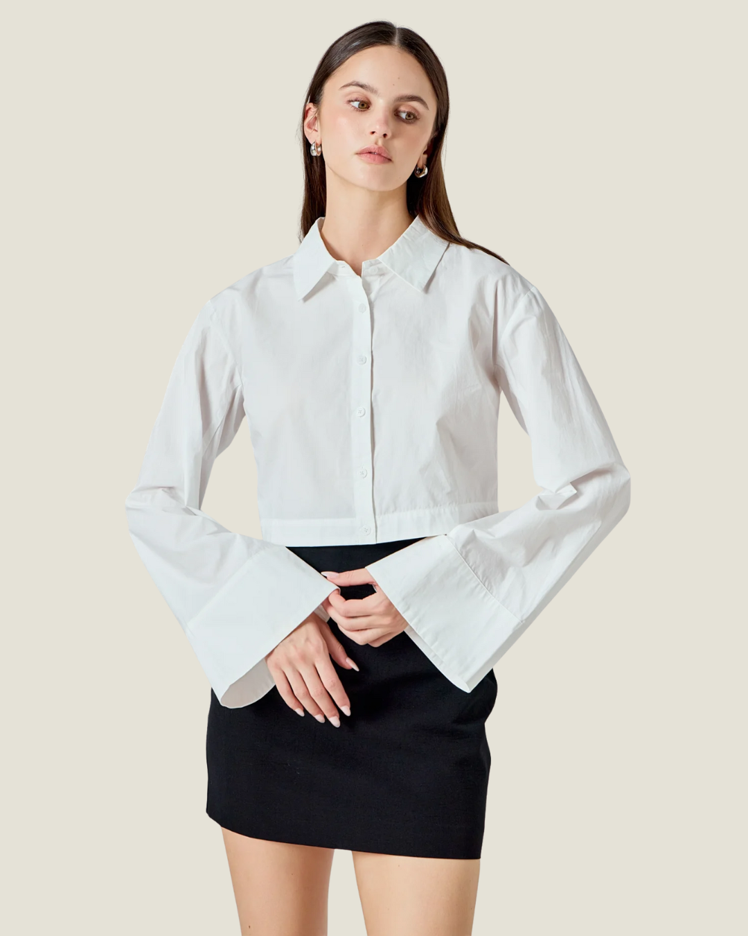 Clara Poplin Button Up White Shirt