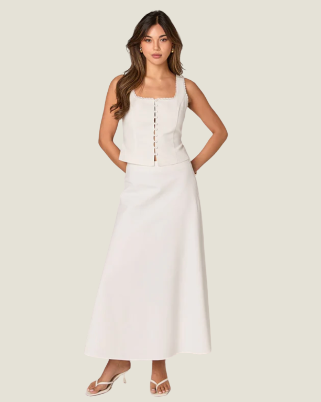 The Sunday: Maxi Linen Skirt-a white maxi skirt from Love Celine women’s boutique in SWFL.
