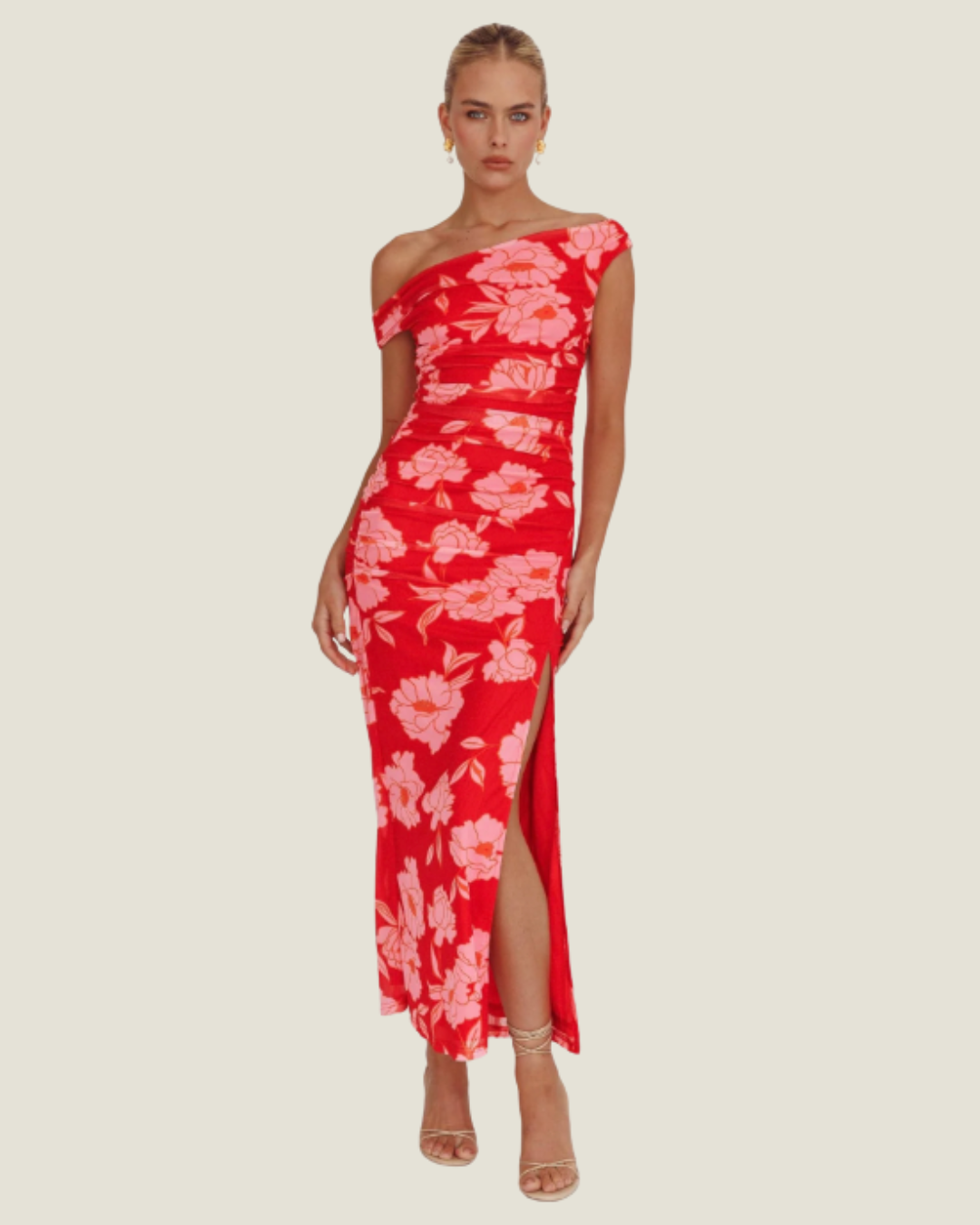 The Italian Wedding: Woven Pink Floral Midi Dress