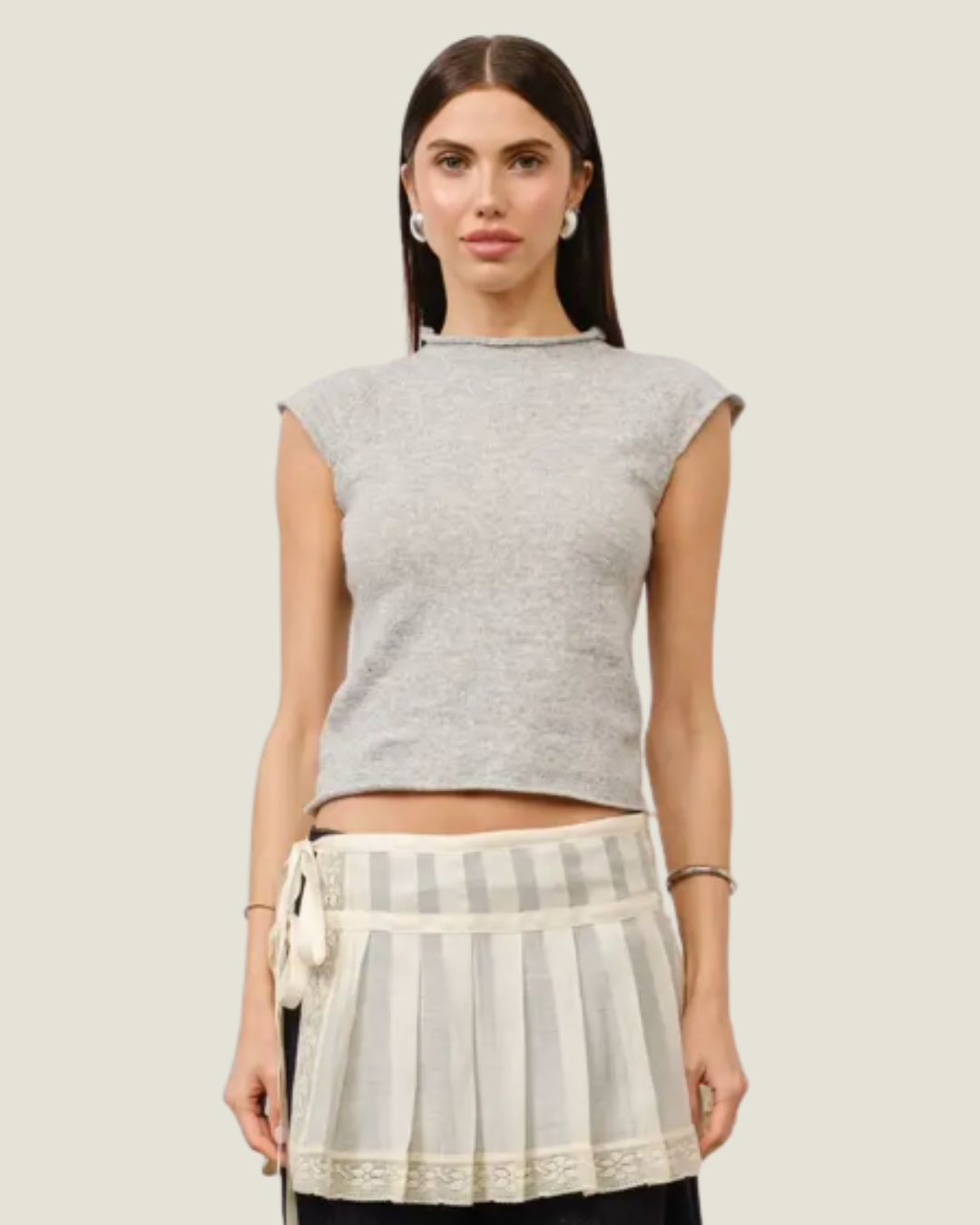 The Rosie: Mock Neck Knit T-Shirt