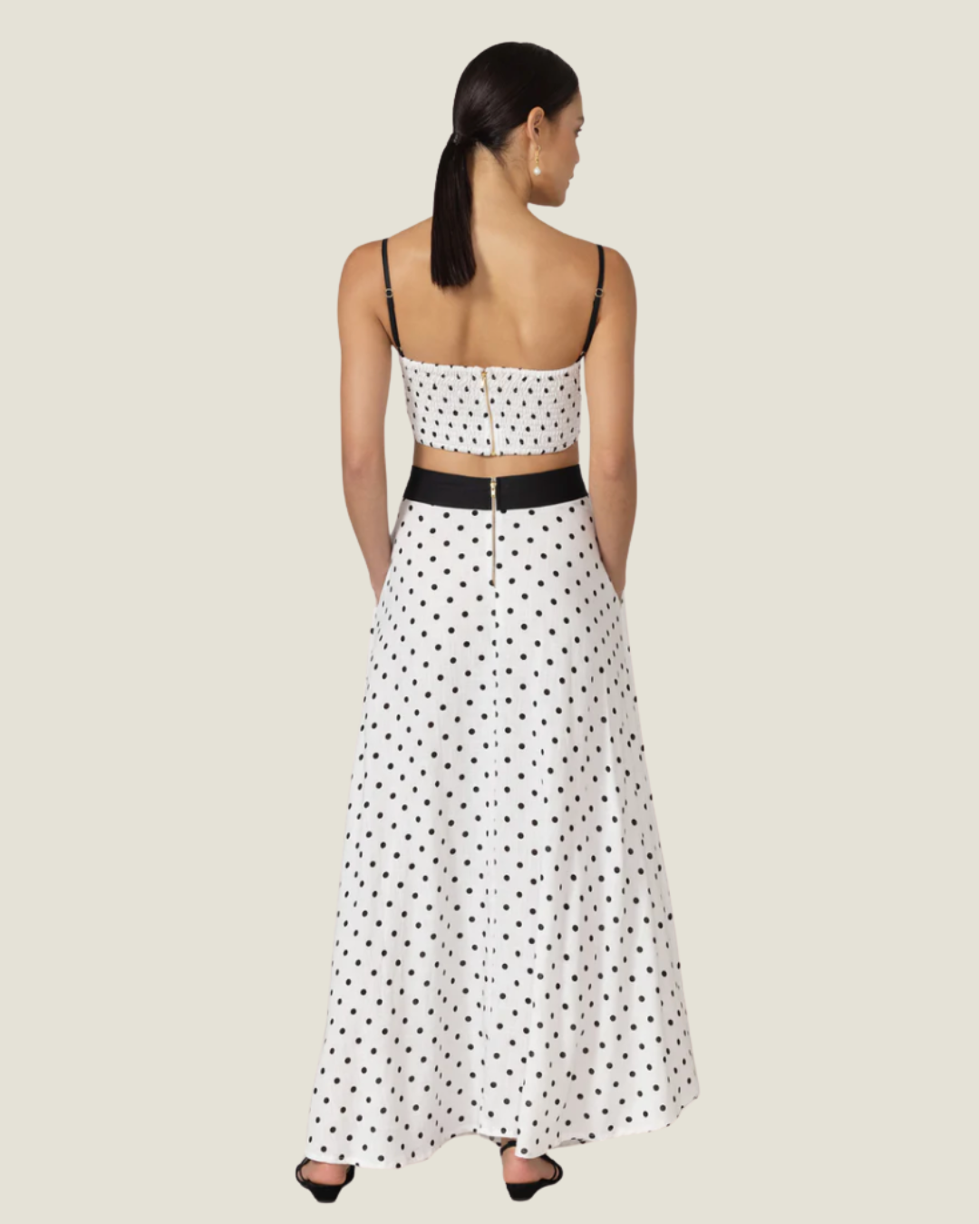 The Nova: Polka Dot Linen Maxi Skirt