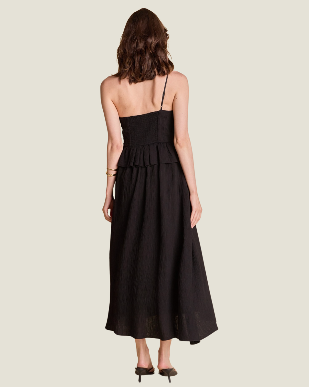 The Shyla-a black linen midi dress from Love Celine women’s boutique in SWFL.