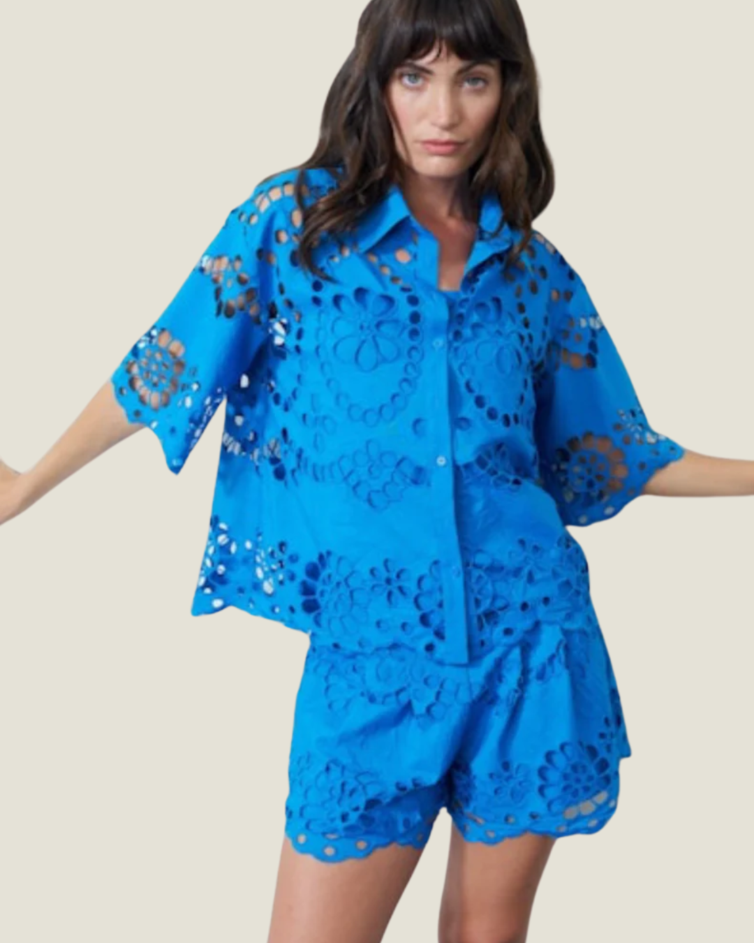 The Capri: Belted Eyelet Shorts