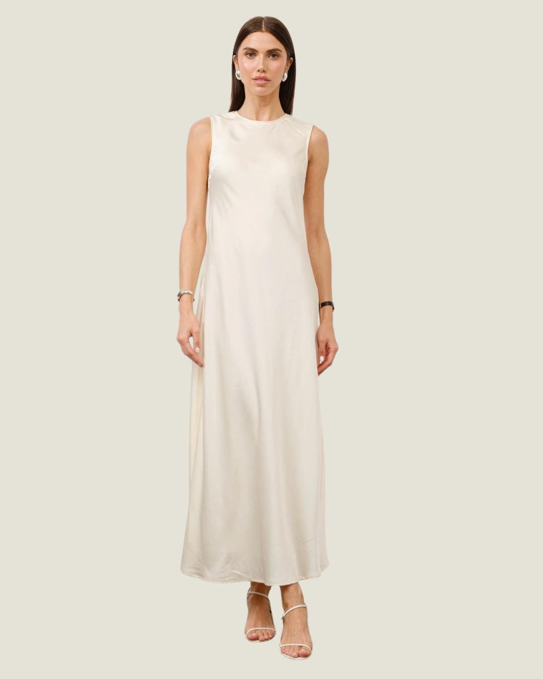 The Katrina: Satin Shift Maxi Dress