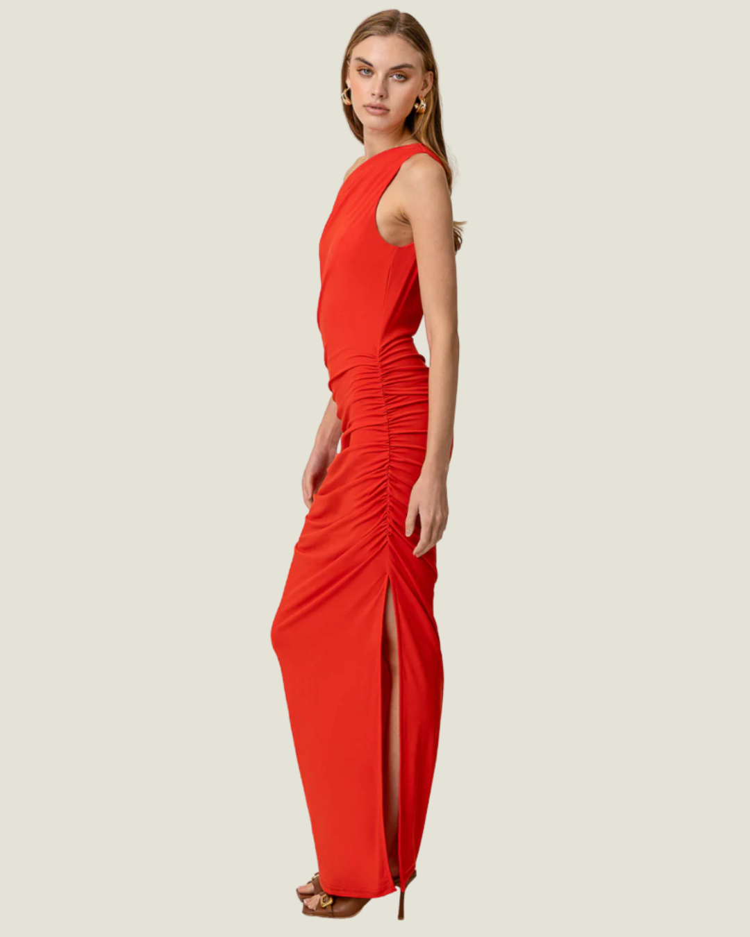 red asymmetrical dress Erina Red Asymmetrical Maxi Dress – Love, Celine Boutique