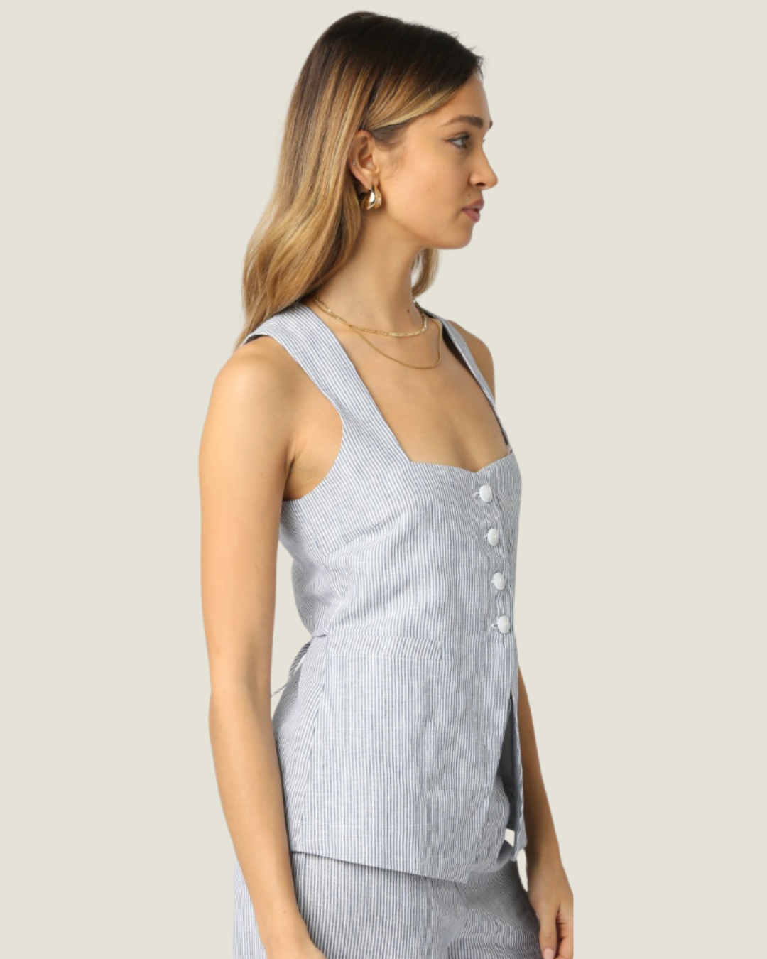 The Charlie: Fitted Linen Vest