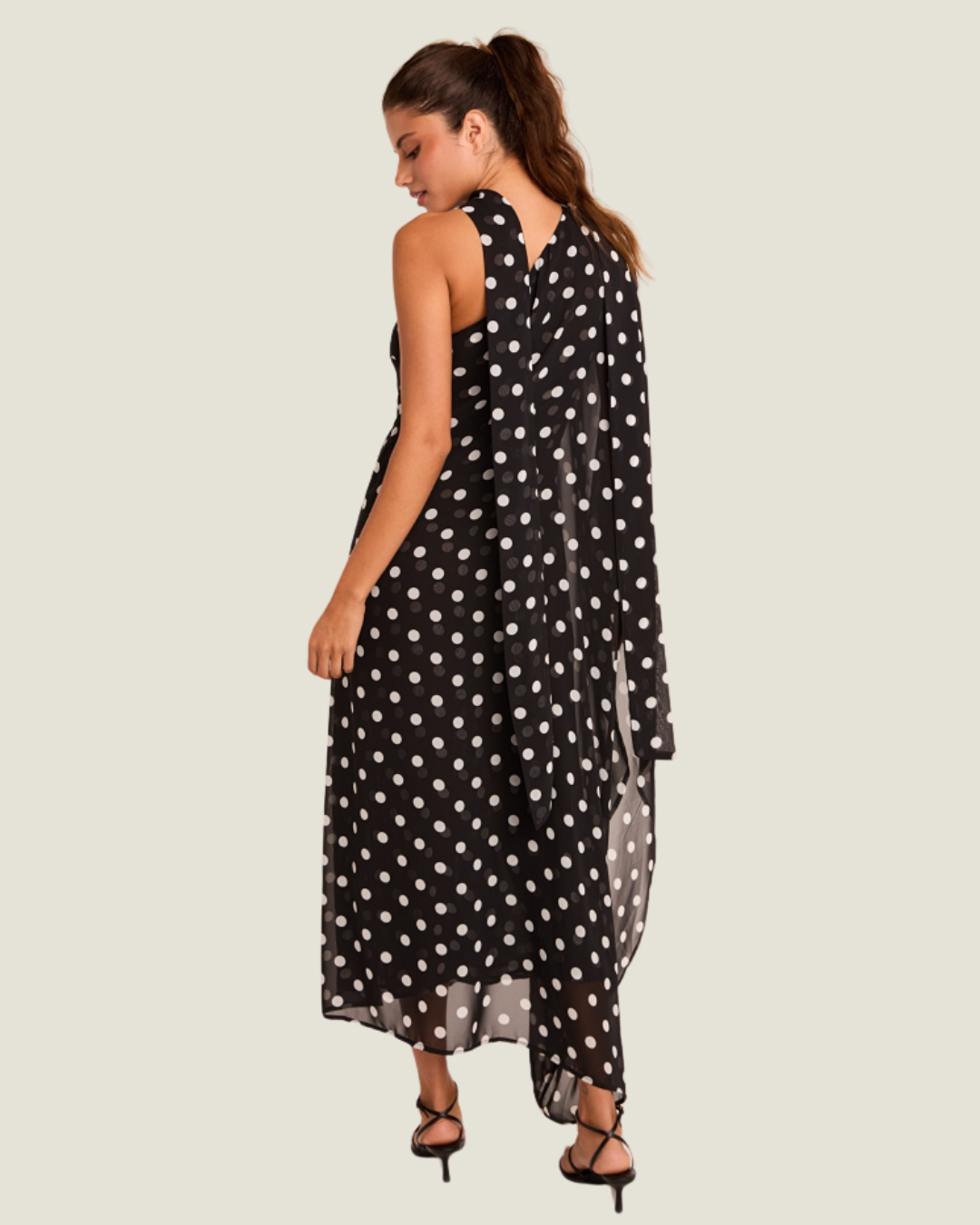The Sasha: Polka Dot Maxi Dress– a polka dot maxi dress from Love Celine women’s boutique in SWFL.