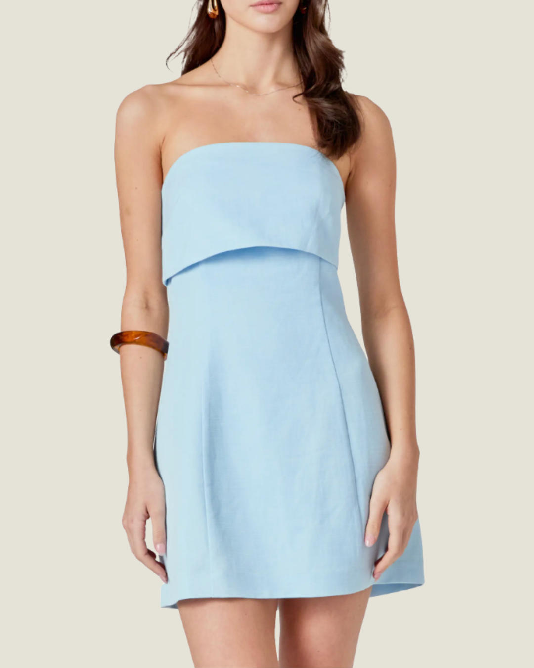 The Louisa: Strapless Linen Mini Dress