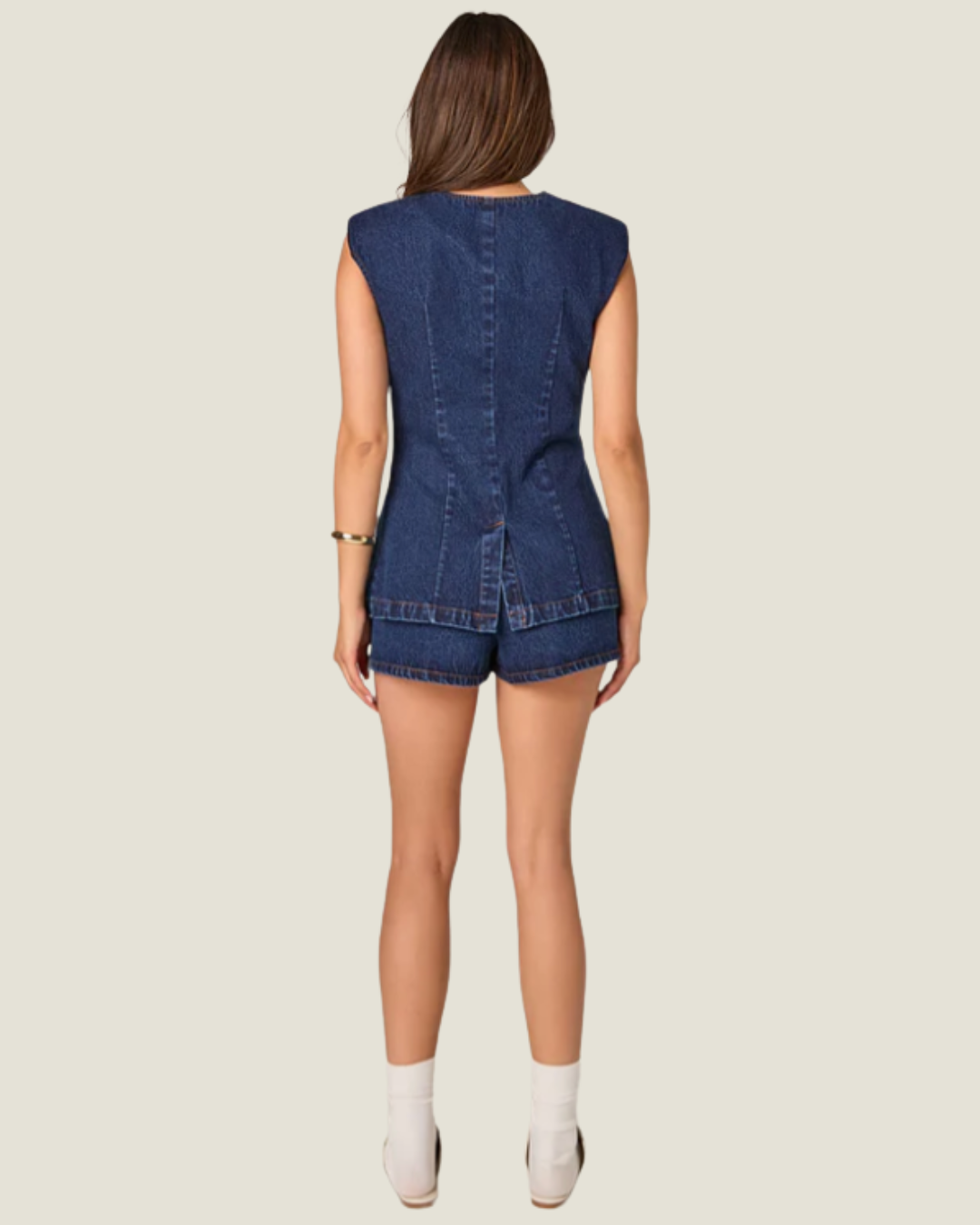 The Malika: Denim Button Detail Skort