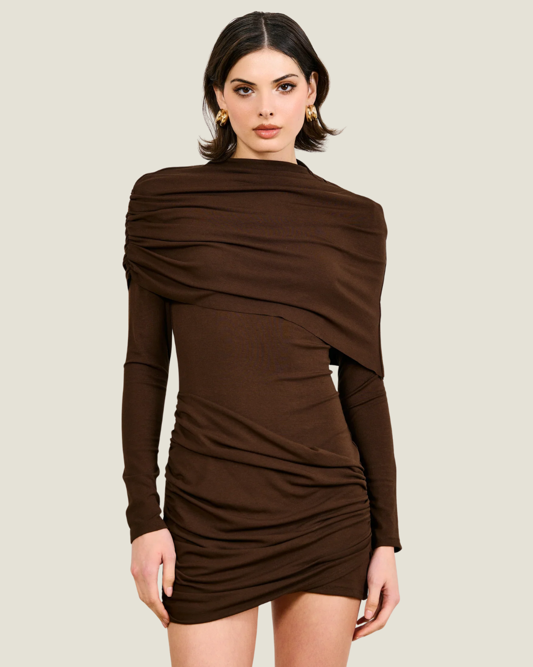 draped mini dress Rotate Women's Draped Mini Dress, Silver Pink, Polyester/Leather | Size: 44 main image 0