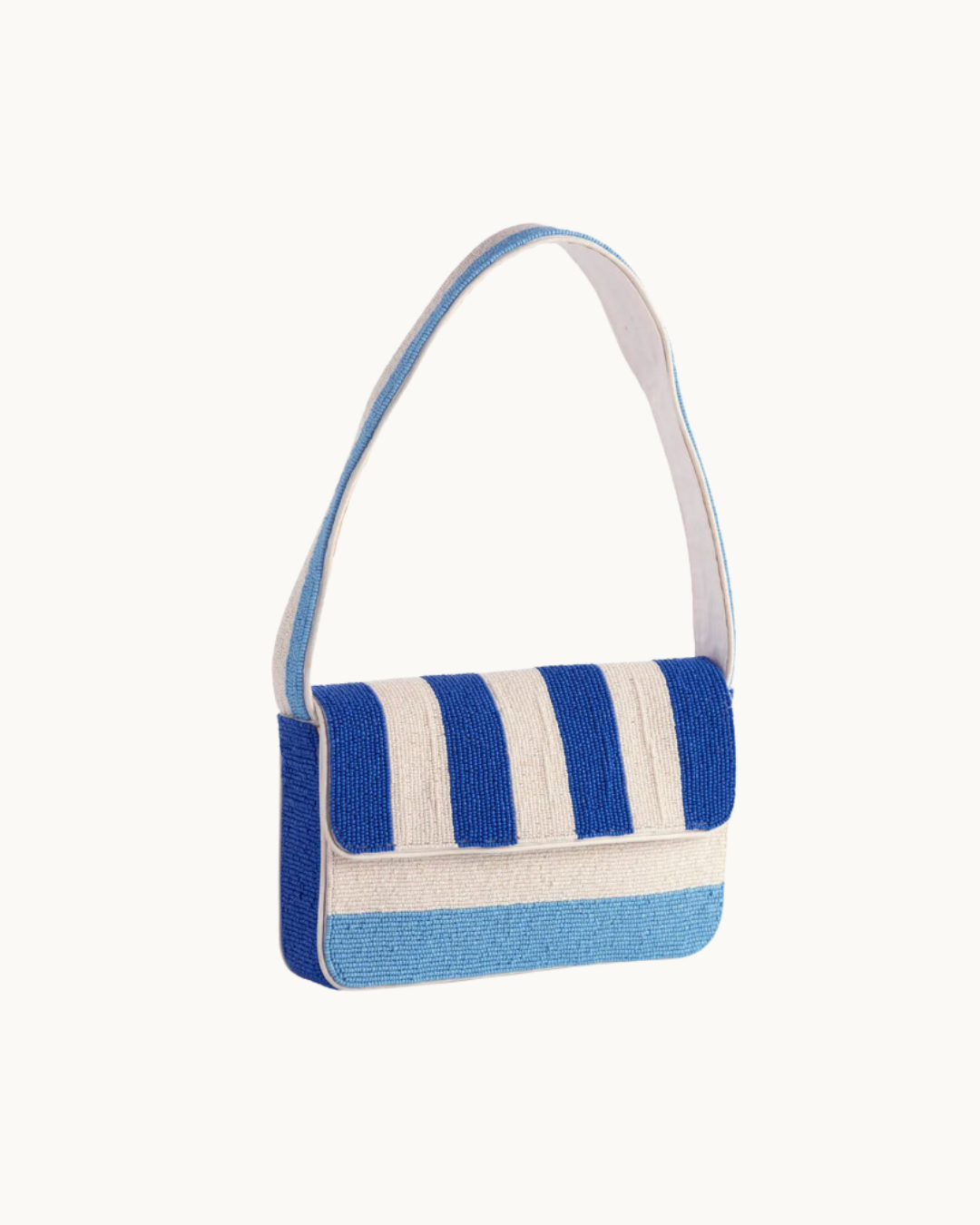 Handmade Blue White Beaded Shoulder Handbag with Flap and Beaded Strap hotsell LooMee Bag LM166