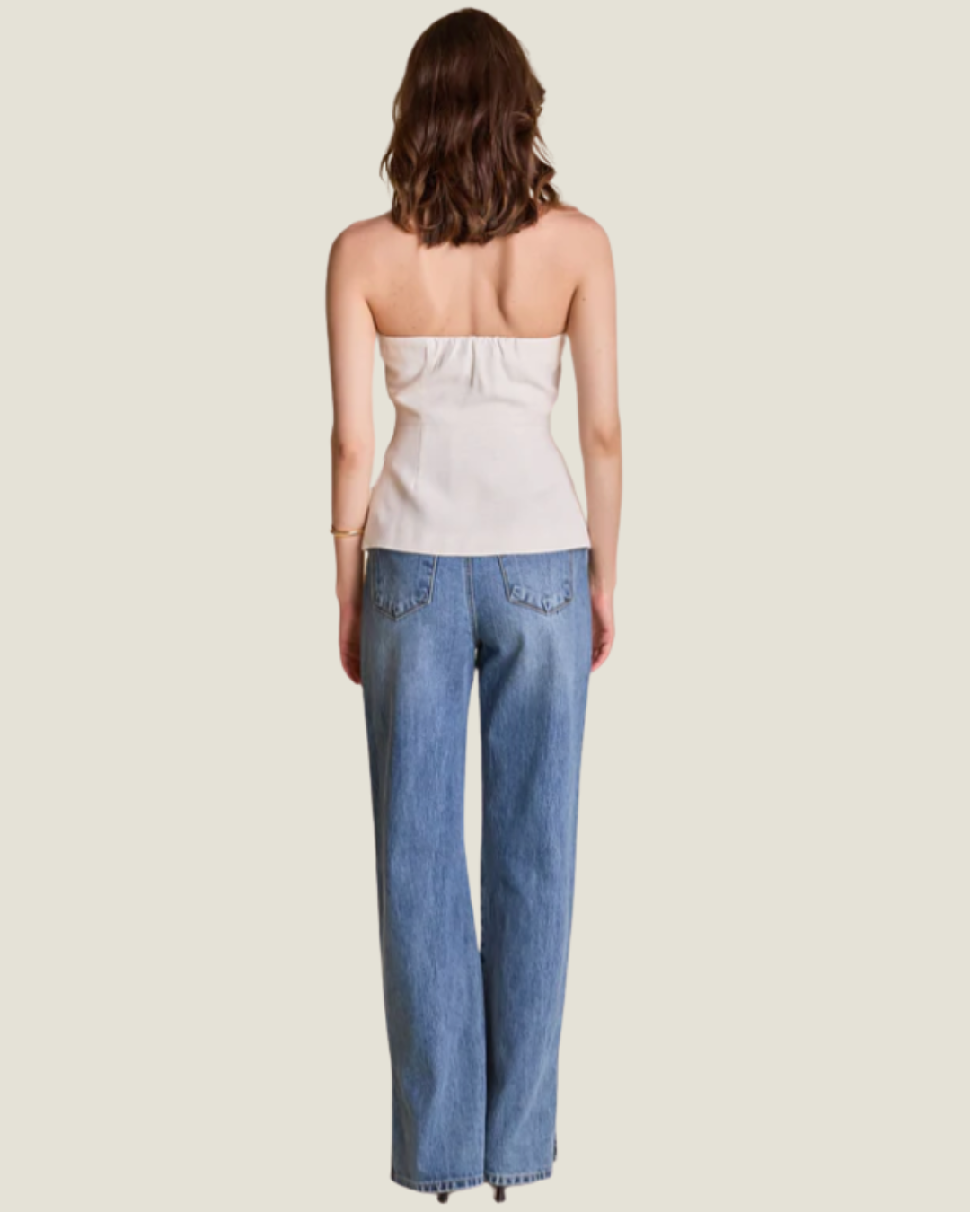 The Heather: Strapless Linen Blouse