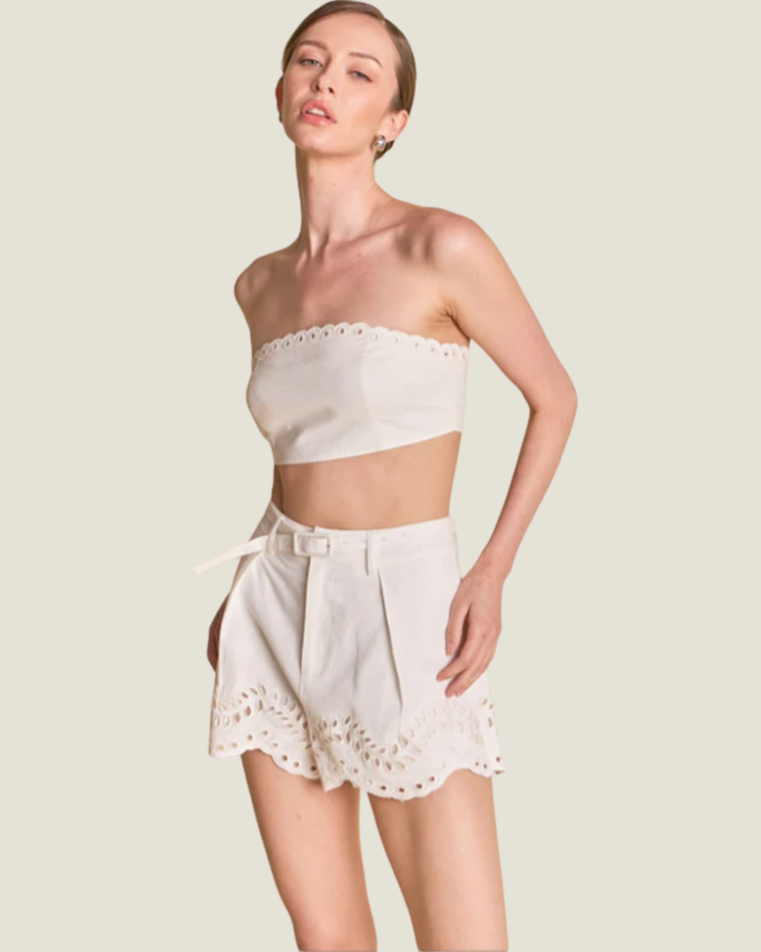 Camille Embroidered High Waist Shorts