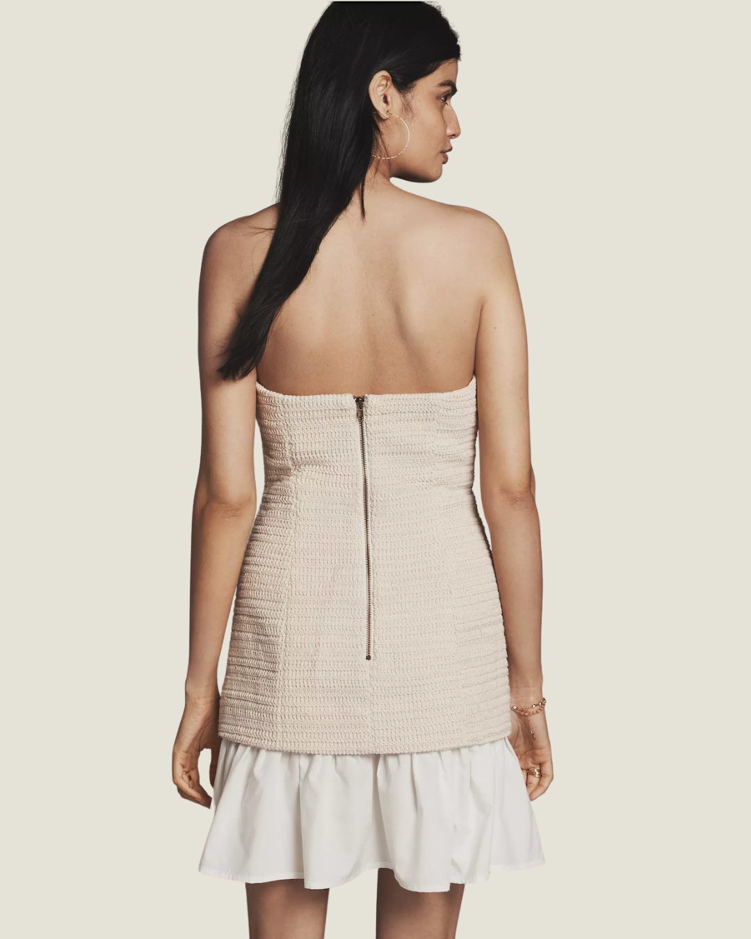 The Montecito: Strapless Two-Tone Mini- a crochet drop-waist mini dress for summer Love Celine women’s boutique in SWFL.
