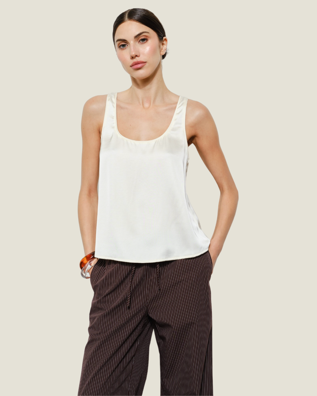 The Luna: Satin Sleeveless Blouse