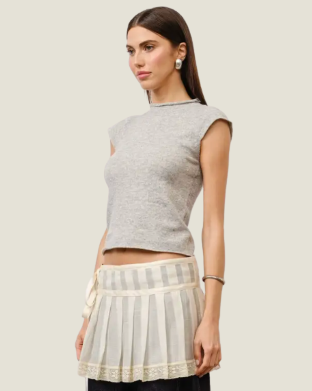 The Rosie: Mock Neck Knit T-Shirt