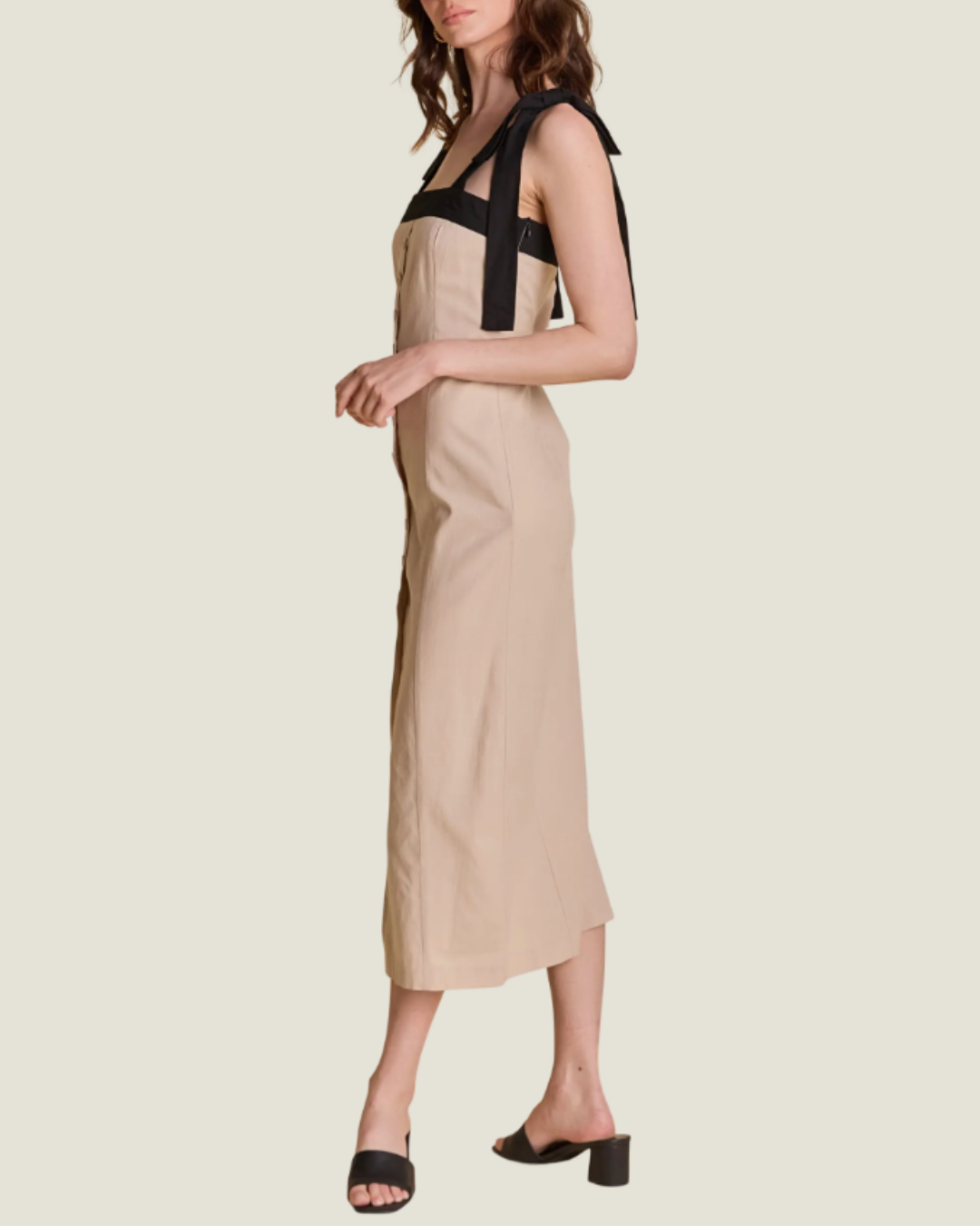 The Clara: Tailored Linen Midi Dress M