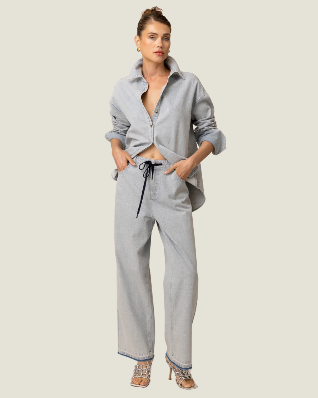 The Elowen: Drawstring Wide-Leg Jeans