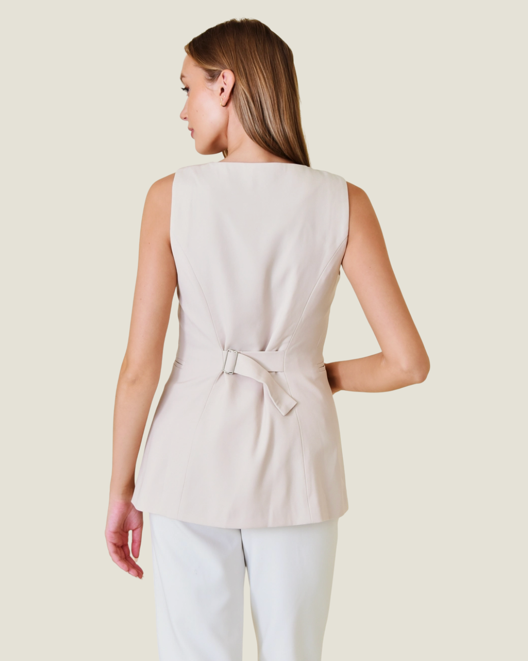 Button Closure Blazer Vest Top