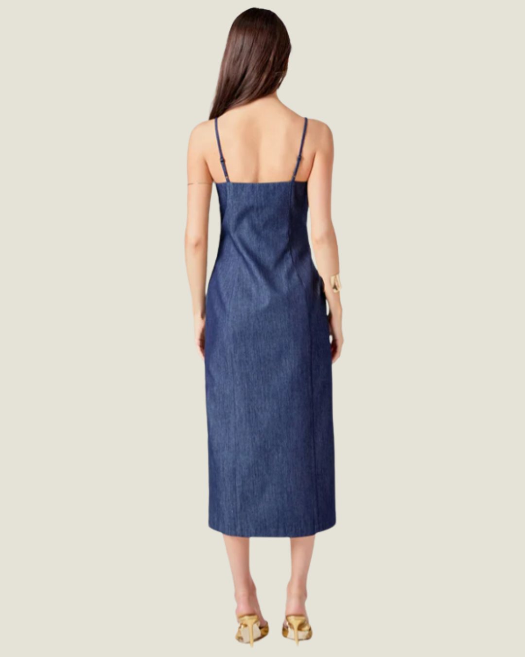 The Dani: Dark Wash Denim Midi Dress