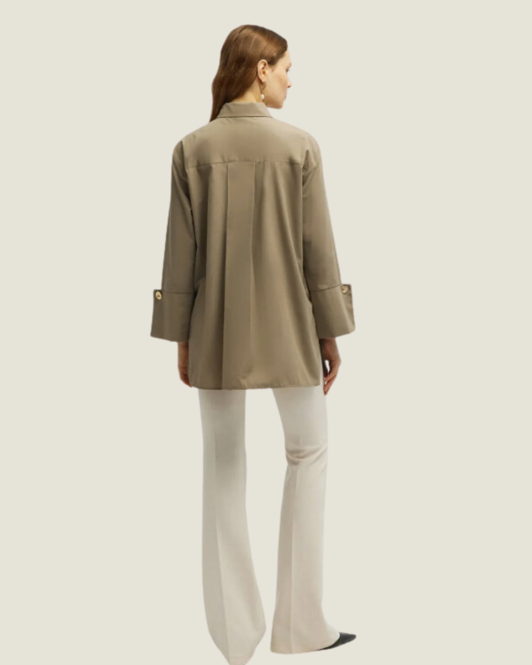 Button Down Olive Wide Cuff Top