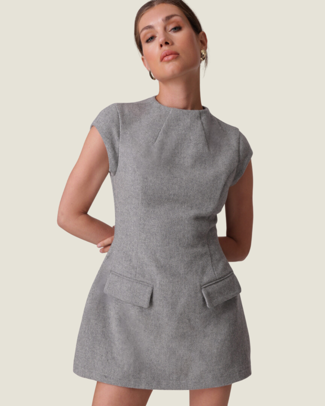 damson mini dress The Damson: Grey Cap Sleeve Mini Dress