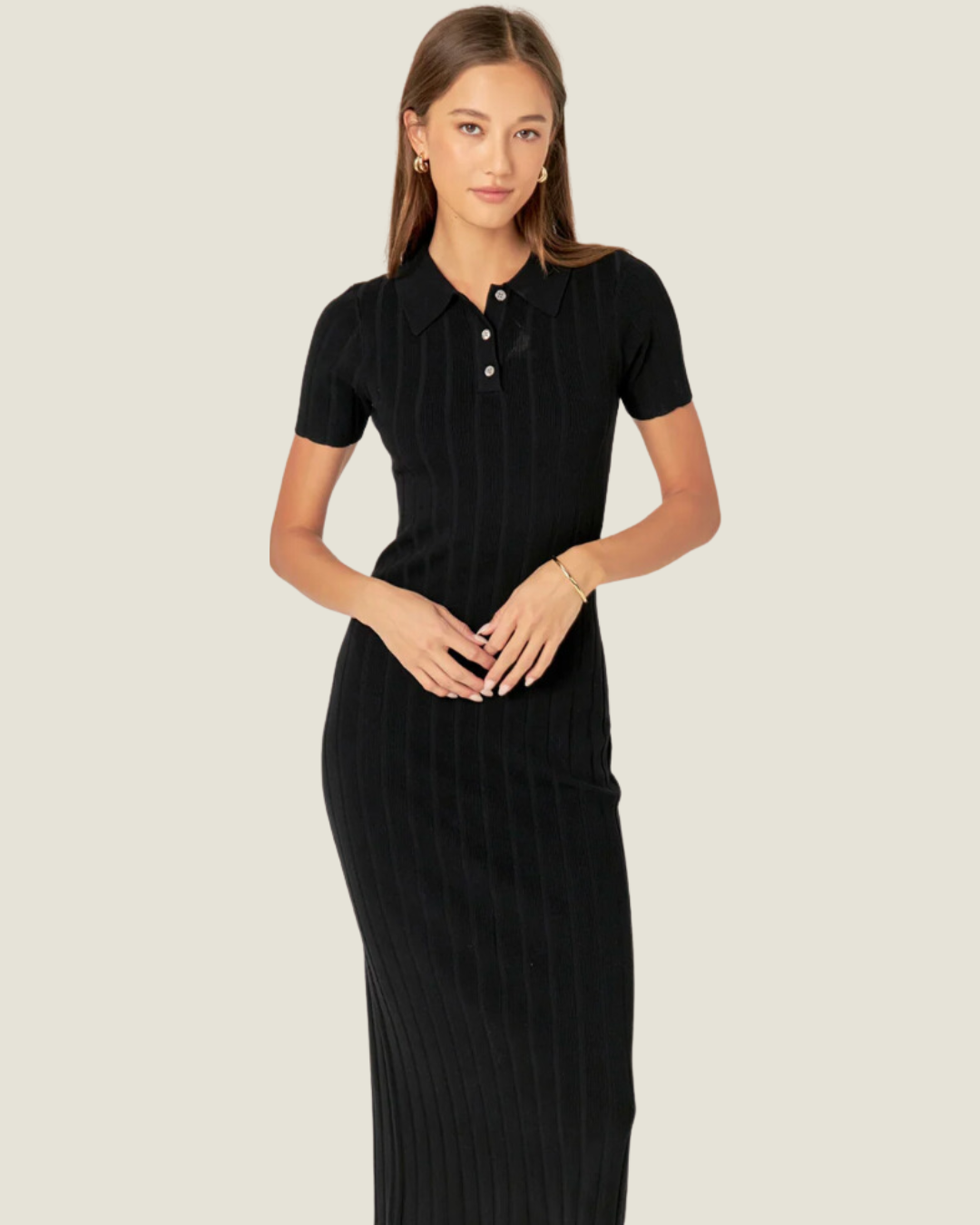 ワンピース herlipto Stripe Rib Polo Dress French Stripe Knit Maren Polo Dress | Pomander Place