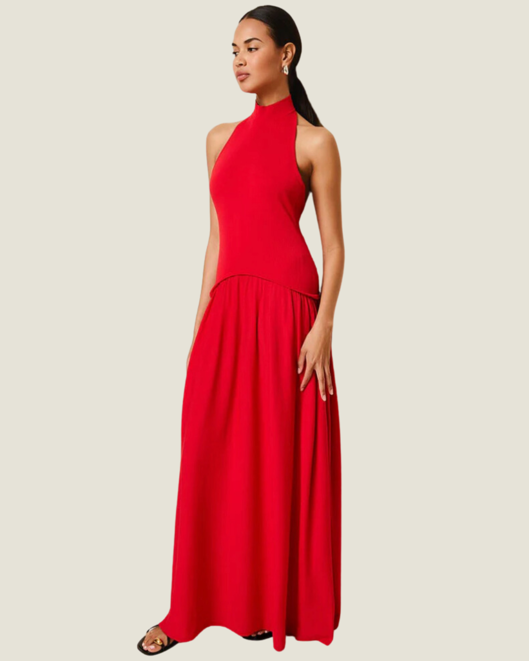The Halter Soglio Dress: Apple Red