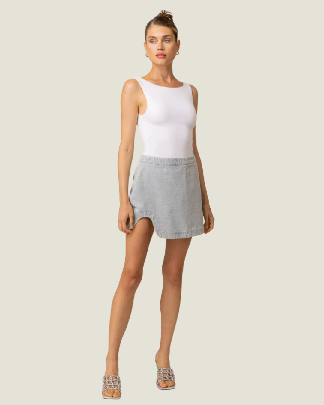 The Elowen: Asymetric Denim Mini Skirt
