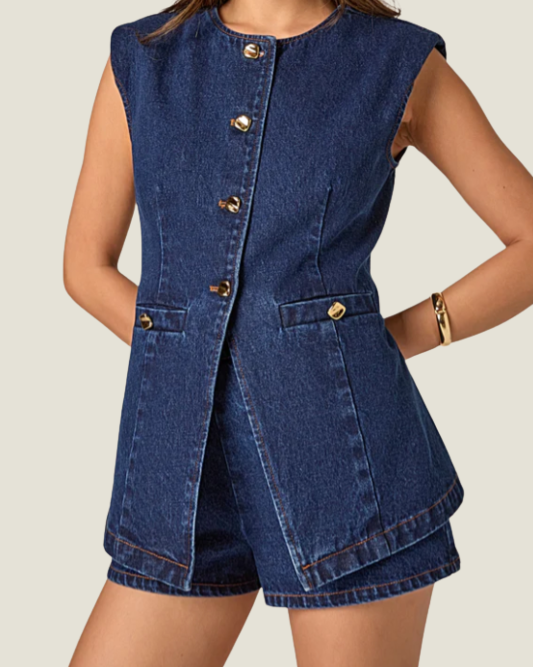 The Malika: Structured Denim Vest
