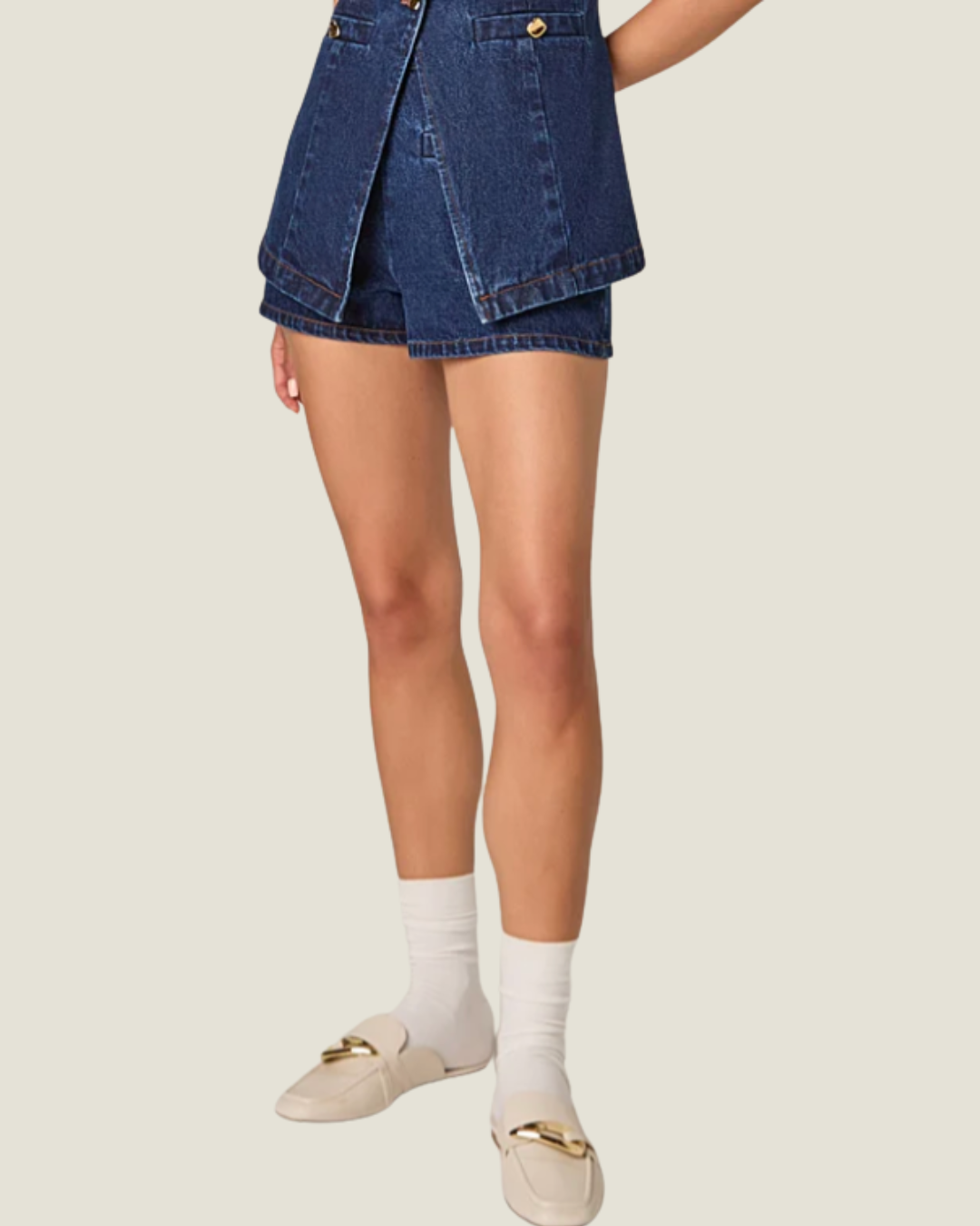 The Malika: Denim Button Detail Skort
