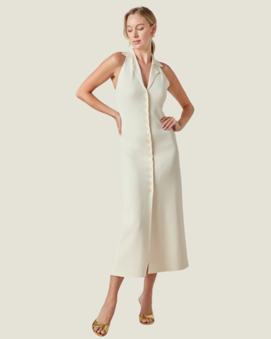 riley midi dress The Riley: Lightweight Knit Midi Dress M / Ivory