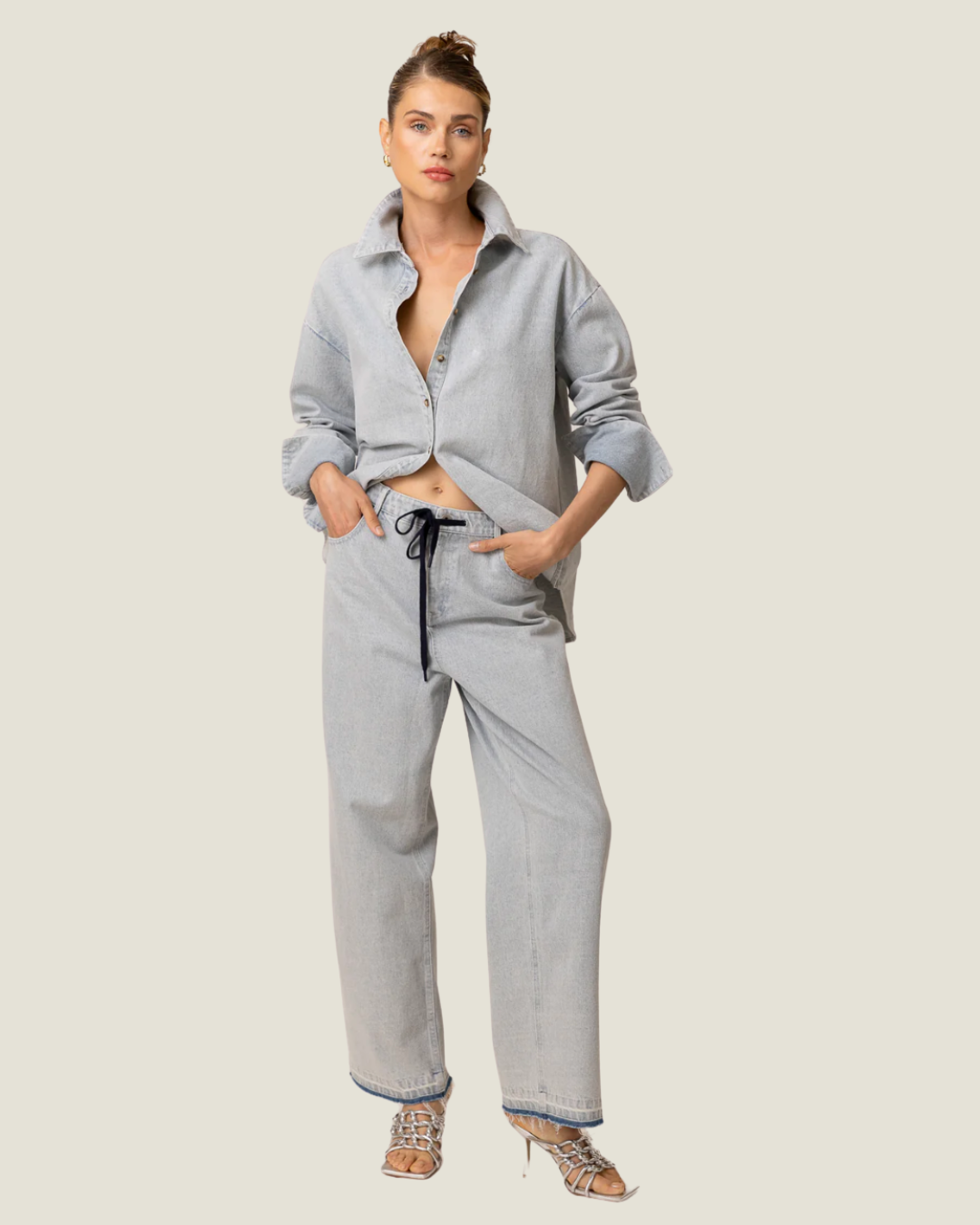 The Elowen: Drawstring Wide-Leg Jeans