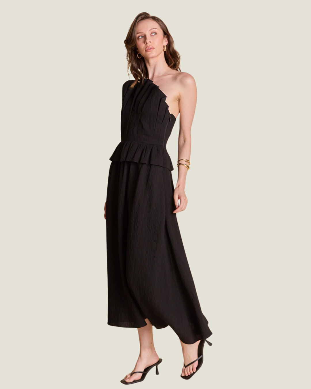 The Shyla-a black linen midi dress from Love Celine women’s boutique in SWFL.