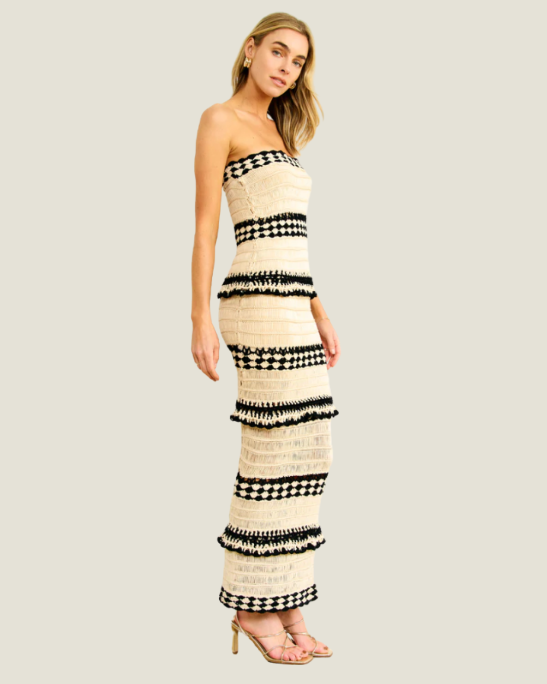 The Muse: Strapless Crochet Maxi Dress a crochet maxi dress from Love Celine women’s boutique in SWFL.