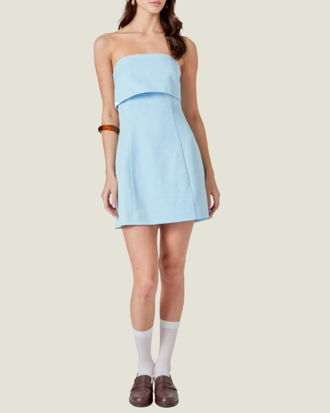 The Louisa: Strapless Linen Mini Dress