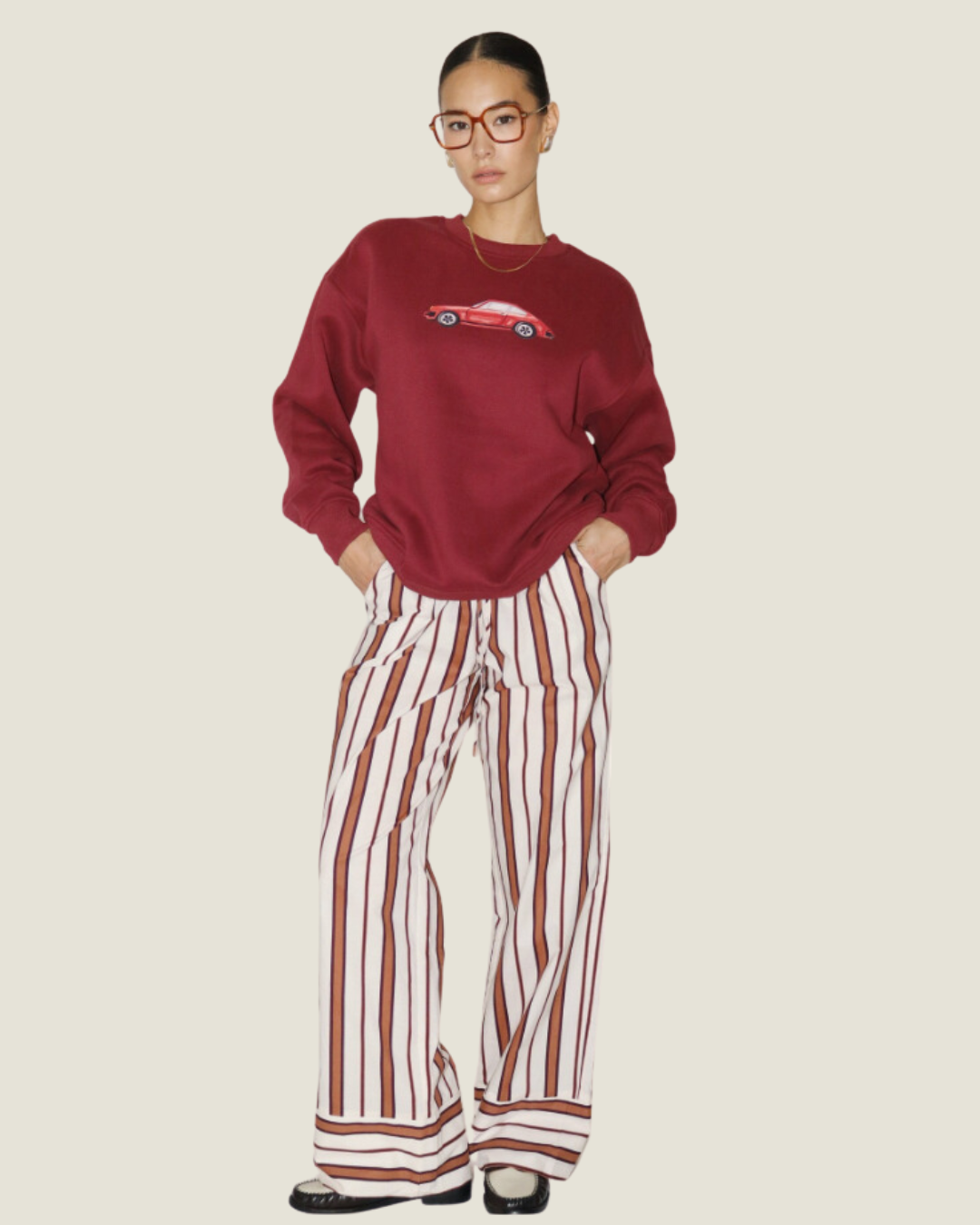 The Carly: Stripe Red/Cream Drawstring Pants