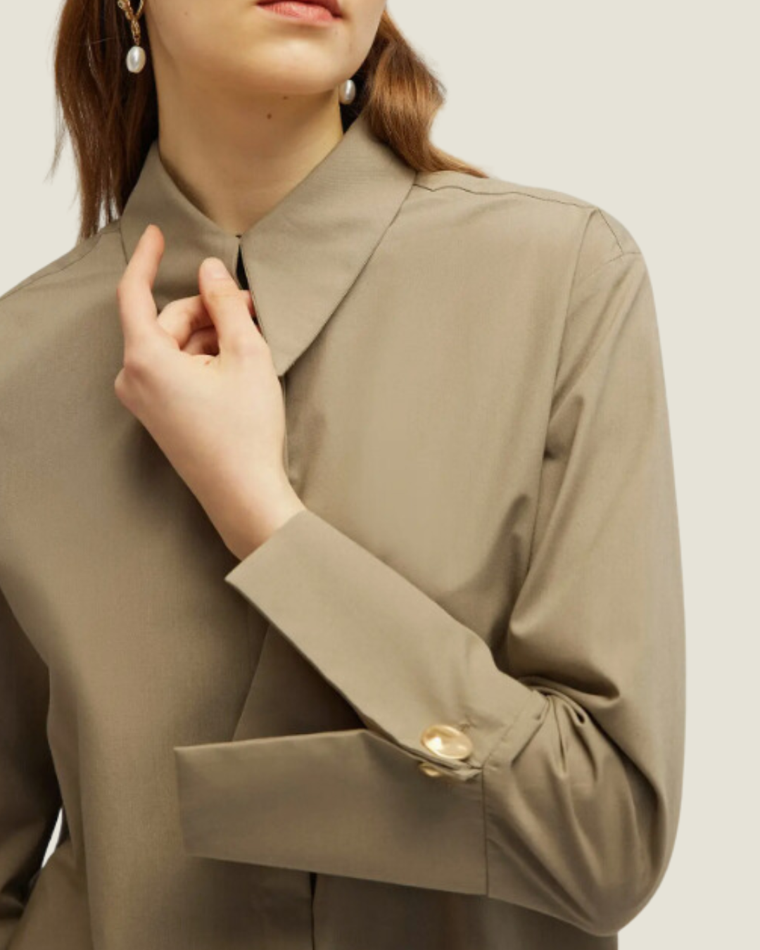 Button Down Olive Wide Cuff Top