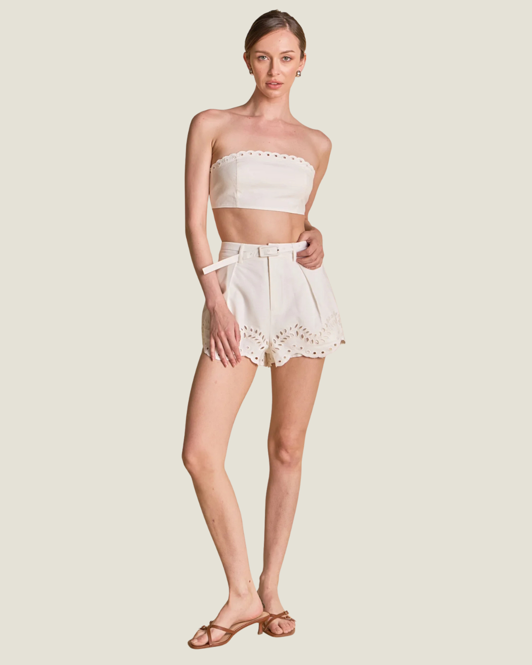 Camille Embroidered High Waist Shorts