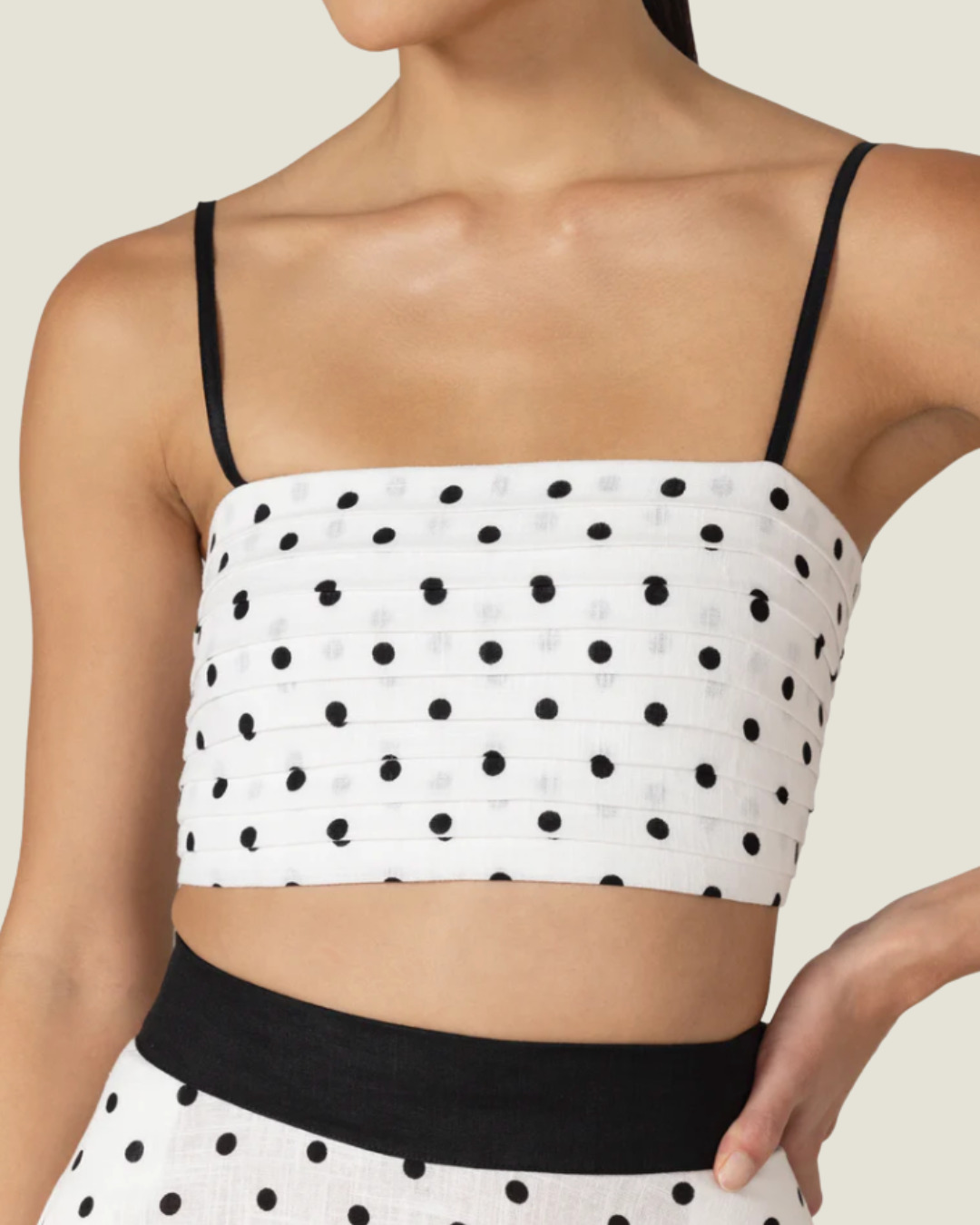 The Nova: Polka Dot Linen Top